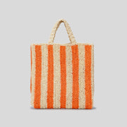 Beach Bag For Women Summer Holiday Travel Striped Straw Handbag