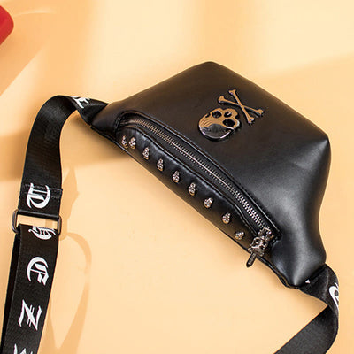 Punk Style Skull Waist Bag Rivet Belt Chest Bag