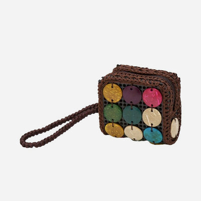 Coconut Shell Coin Purse for Women Boho Style Change Pouch Mini Wallet