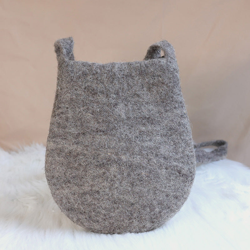 Handmade Bucket Bag For Women Wool Felt Crossbody Purse