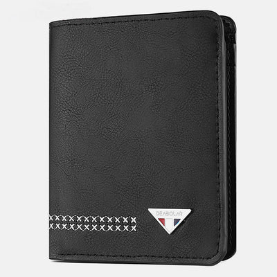 Men's Trifold Durable Leather Wallet Large Capacity Card Holder Money Organizer