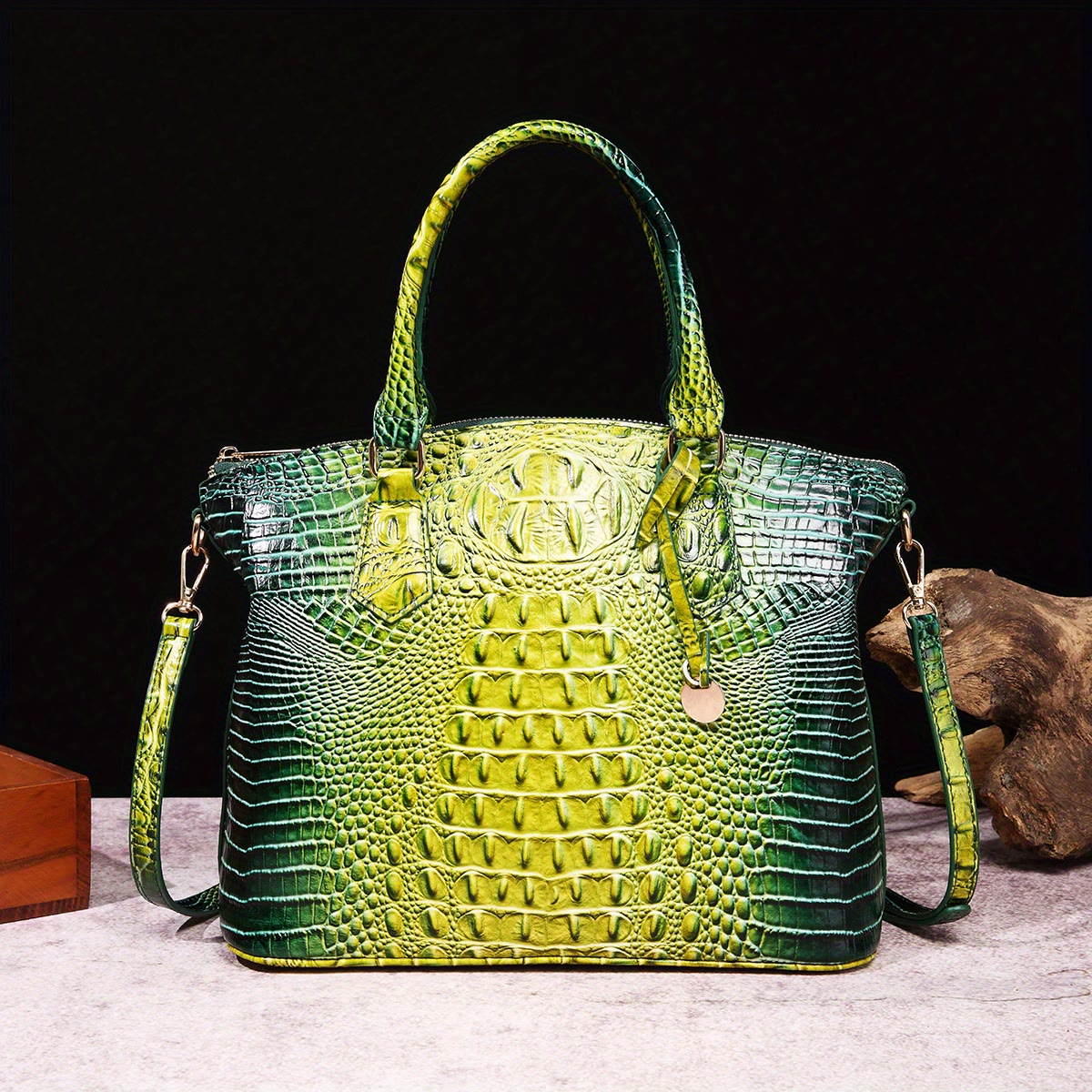 Crocodile Pattern Tote For Women Daily Mixed Color Crossbody Bag