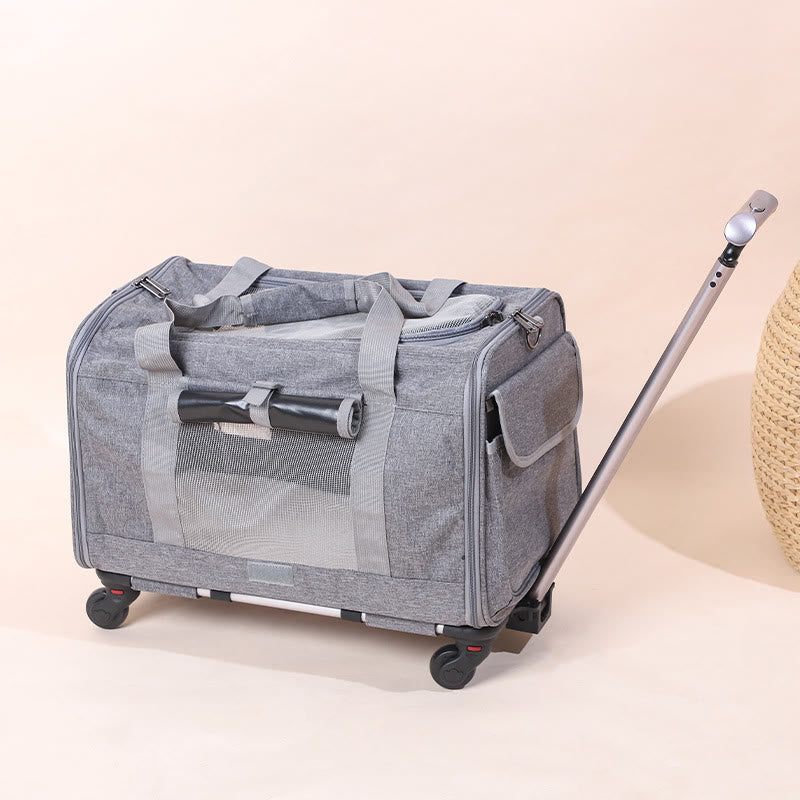 <Shipped within 24 hours> Rolling Pet Carrier Foldable Breathable Pull Rod Pet Bag