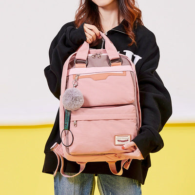 Multi-Pocket Color Block Fashion Patchwork Backpack