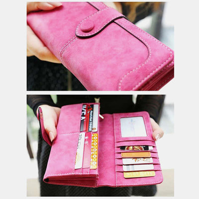 Long Wallet For Women Solid Color Multiple Slot Daily Purse