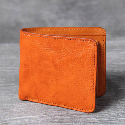 Retro Soft Bifold Wallet for Women Men Handmade Genuine Leather Wallet