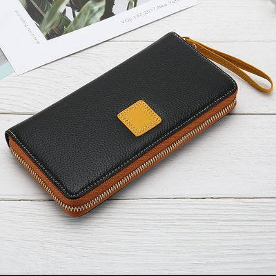 Long Wallet Pebbled Grain Leather Shopping Purse For Women