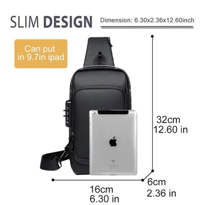 Anti-theft Sling Bag Cross Body Bag with USB Charging Port Password Locked