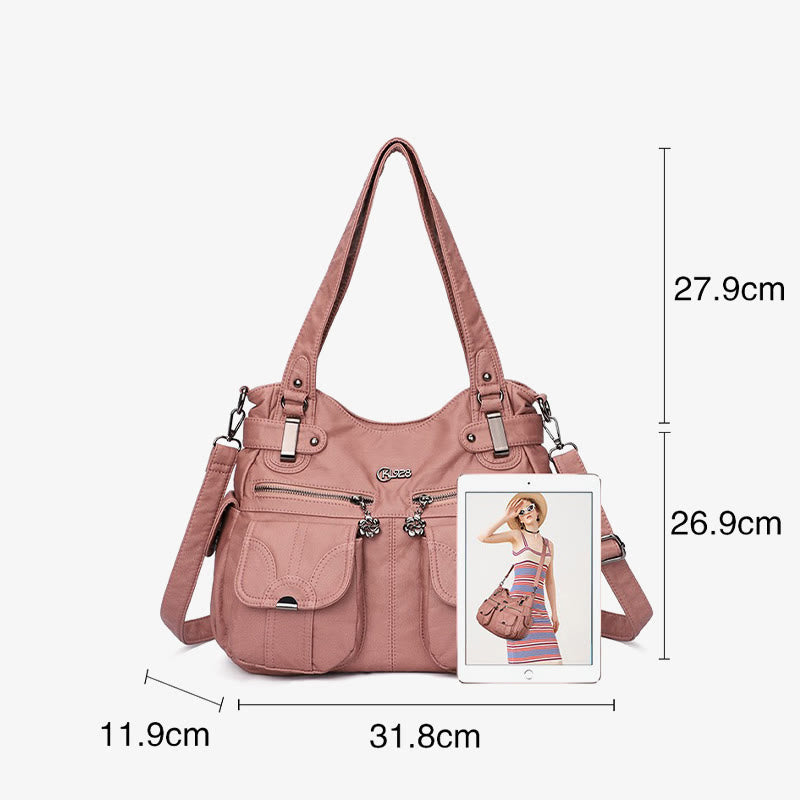 Tote For Women Daily Outing Multiple Pocket Solid Color Bag