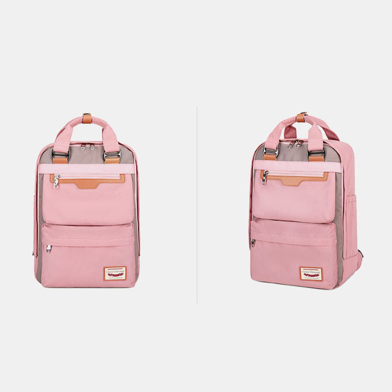 Multi-Pocket Color Block Fashion Patchwork Backpack