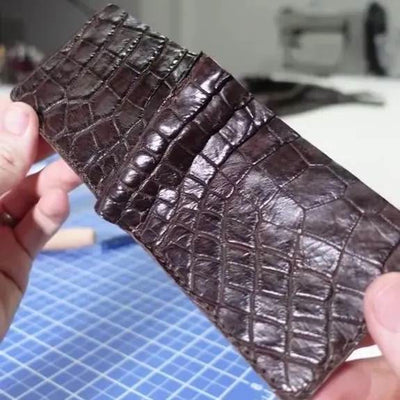 Handmade Genuine Leather Alligator Pattern Wallet for Women Men