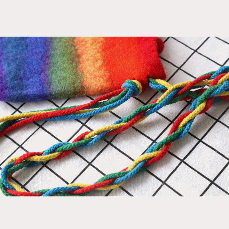 Rainbow Wool Felt Phone Bag For Women Cute Crossbody Bag