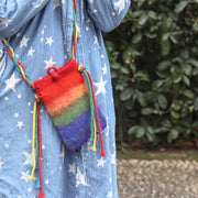 Rainbow Wool Felt Phone Bag For Women Cute Crossbody Bag
