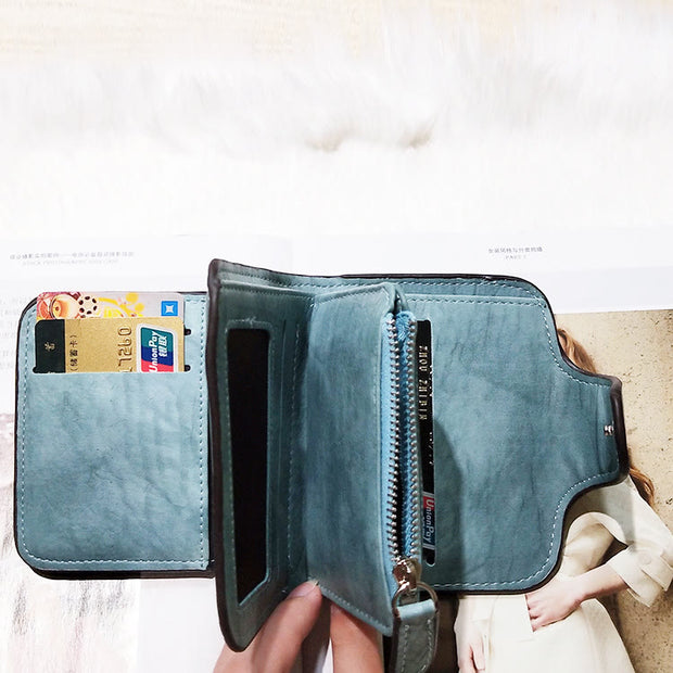 Woven Leather Wallet Classic Zipper Card Bag For Women