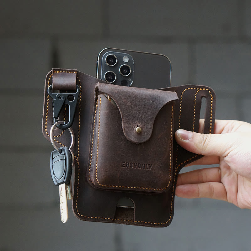 <Shipped within 24 hours> 7.2 Inch Leather Cell Phone Belt Bag