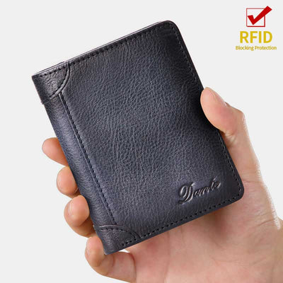 RFID Genuine Leather Vintage Trifold / Bifold Card Holder Wallet