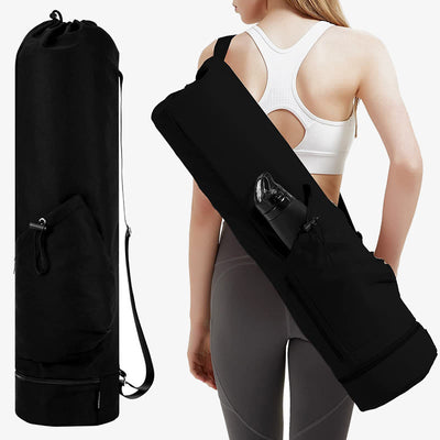 Large Capacity Yoga Mat Bag with Dry Wet Depart Pocket Bottle Holder