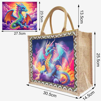 Pterosaur DIY Diamond Air Painting Tote Resuable Linen Shoulder Bag