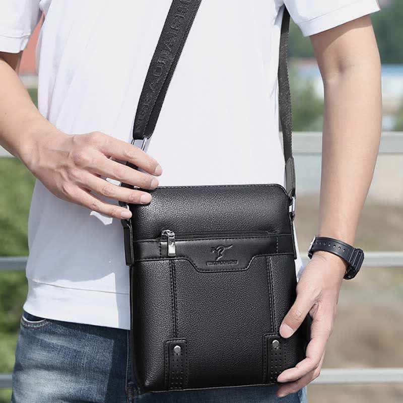 Small Leather Messenger Bag for Men Casual Business Handbag Crossbody Purse