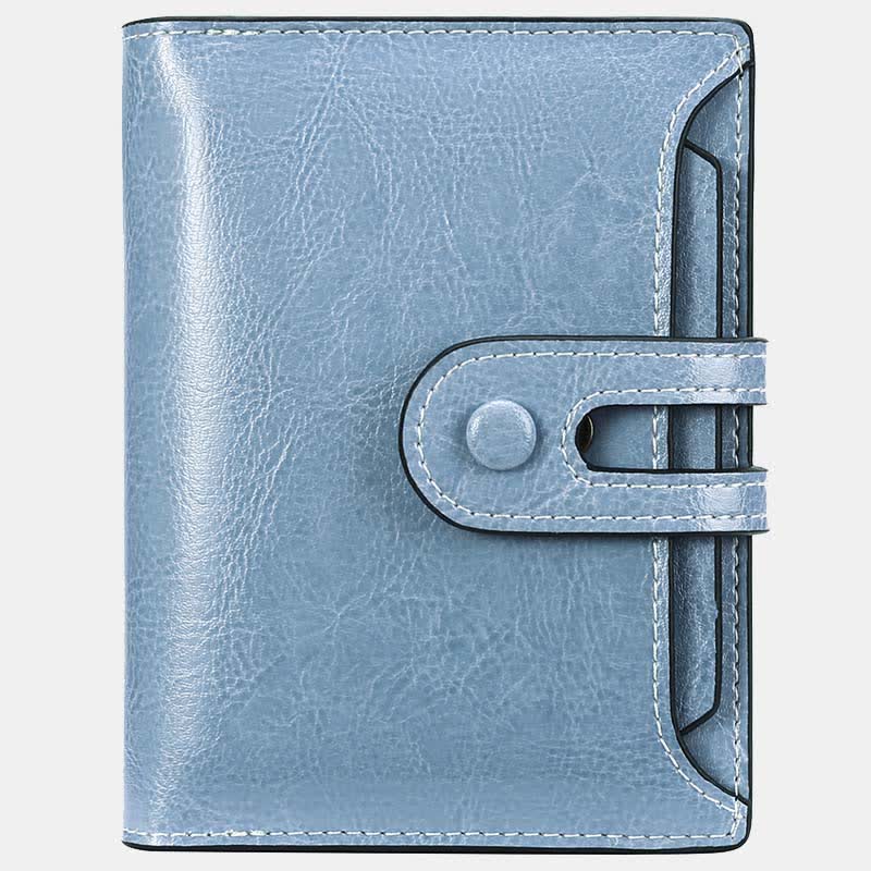 Women's Genuine Leather Bifold RFID Blocking Compact Wallet