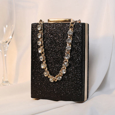 Evening Bag For Women Rhinestone Chain Portable Crossbody Square Handbag