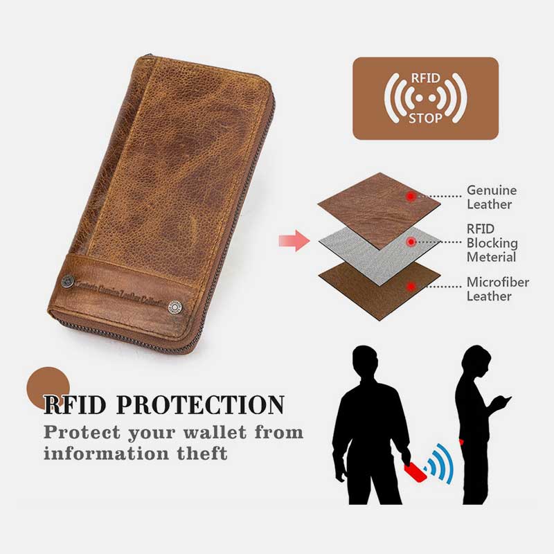 Retro Multifunctional Genuine Leather RFID Wallet