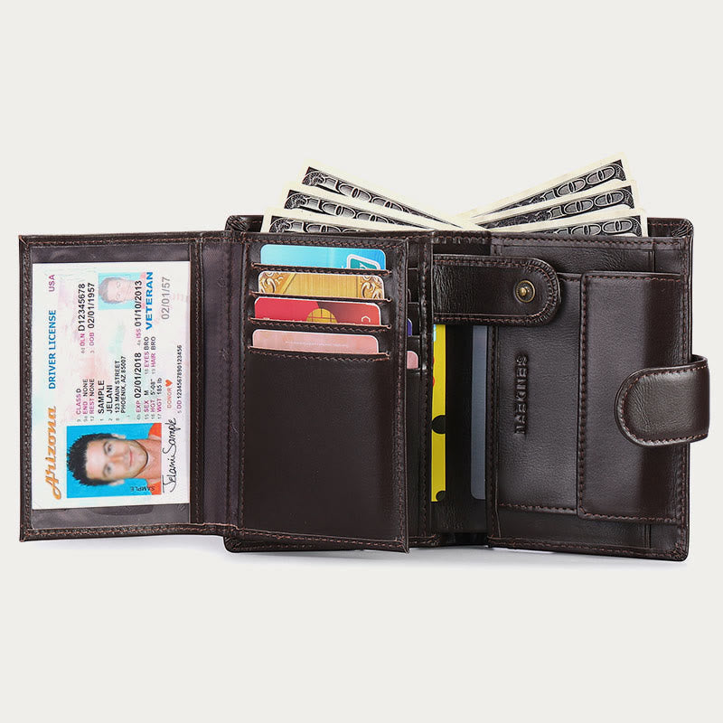 Genuine Leather RFID Blocking Small Wallet Card Case Purse