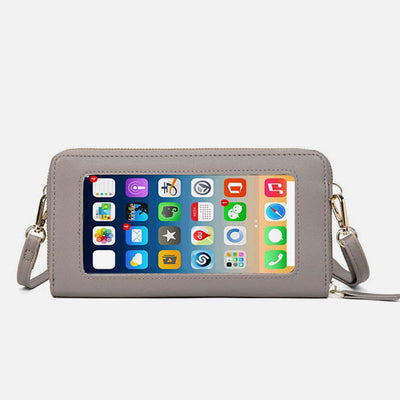 Multi-Compartment Cellphone Purse RFID Blocking Phone Bag With Clear Window