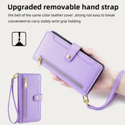 Faux Leather Wallet Case Phone Case for iPhone with Shoulder Strap