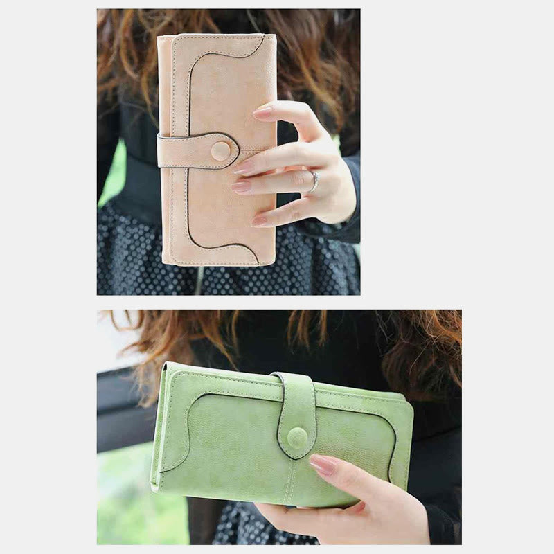 Long Wallet For Women Solid Color Multiple Slot Daily Purse