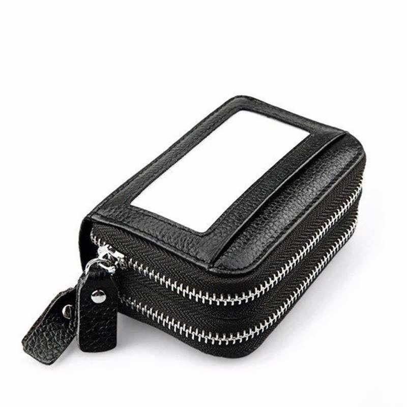 11 Card Slots RFID Genuine Leather Card Holder Purse