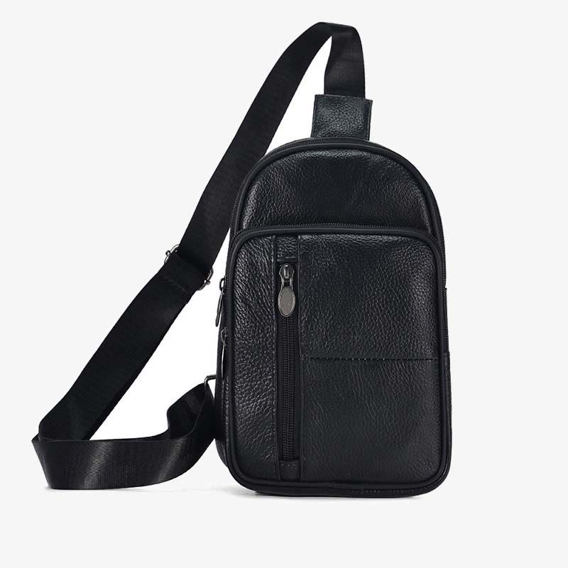 Genuine Leather Sling Bag Crossbody Chest Bag Men Outdoor Casual Travel Purses