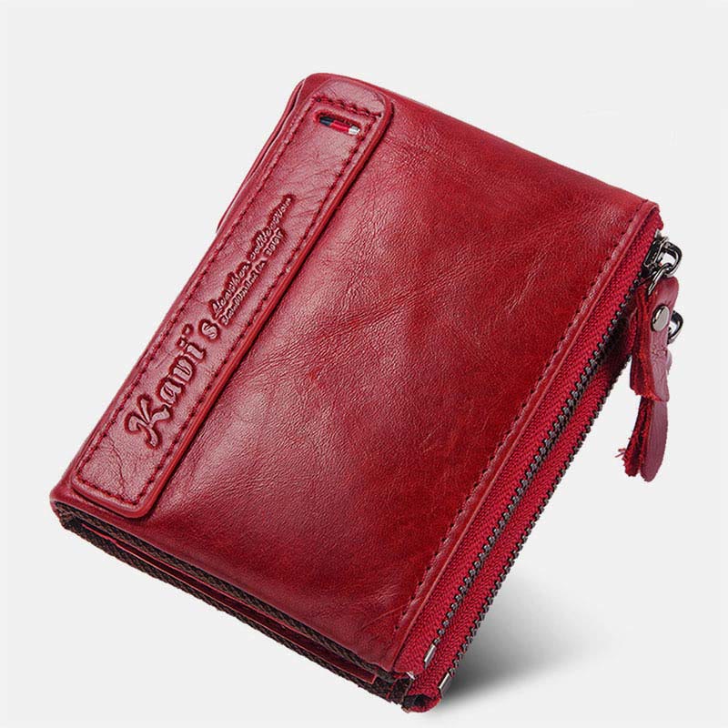 Vintage Genuine Leather RFID Wallet With Zipper Pocket