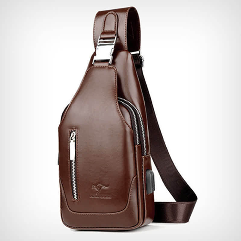 <Shipped within 24 hours> Anti-theft Double Compartment PU Leather Sling Bag