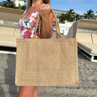 Burlap Bag Tote for Daughter-in-law Large Reusable Jutes Bags with Canvas Handles