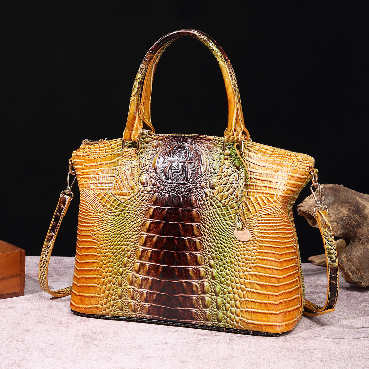 Crocodile Pattern Tote For Women Daily Mixed Color Crossbody Bag