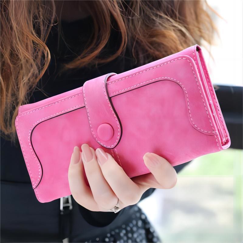 Long Wallet For Women Solid Color Multiple Slot Daily Purse