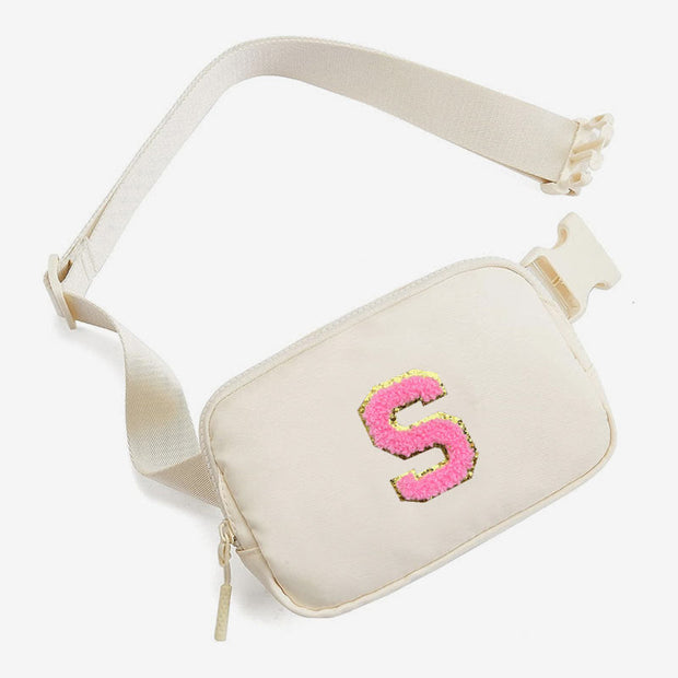 Fashion Initial Sling Bag Creamy White Purses Waist Bag for Women