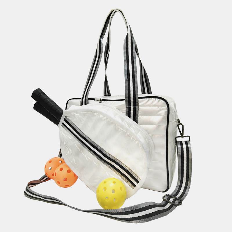 Pickleball Racket Bag For Sports Down Cotton Striped Crossbody Bag