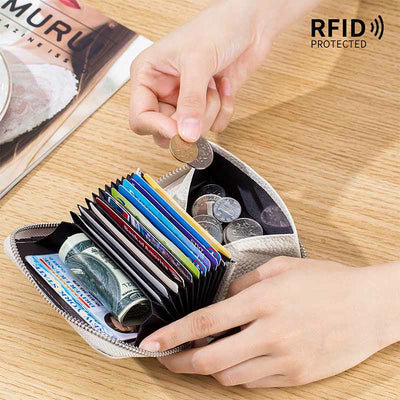 RFID Blocking Zip Around Wallet Small Card Holder Coin Purse Change Pouch