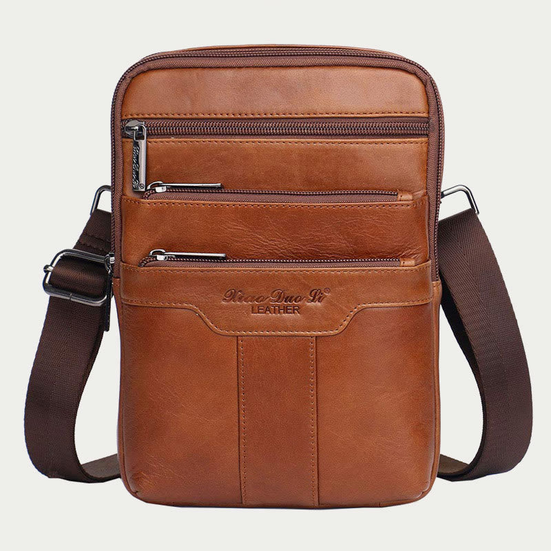 Messenger Bag For Men Three Styles Pockets Leather Crossbody Bag