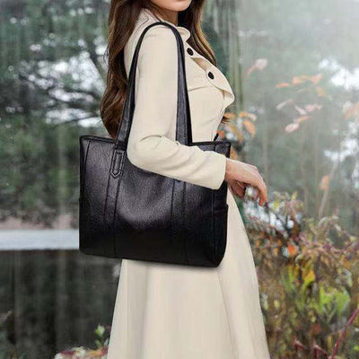 Large Capacity Tote Soft Leather Shoulder Handbag For Women