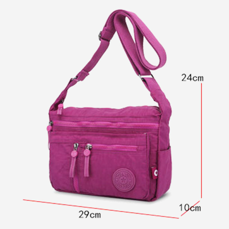 Multi-Pocket Handbag Purse for Women Waterproof Nylon Travel Crossbody Bag