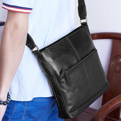 Small Soft Leather Crossbody for Men Messenger Bag Man Purse