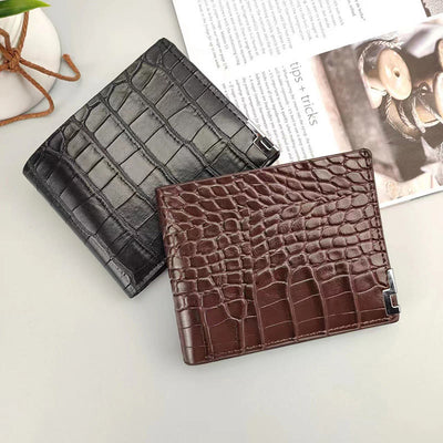 Handmade Genuine Leather Alligator Pattern Wallet for Women Men