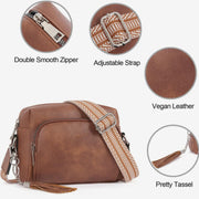 Trendy Faux Leather Crossbody Bag for Women Medium Tassel Shoulder Purses