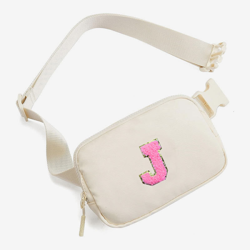 Fashion Initial Sling Bag Creamy White Purses Waist Bag for Women