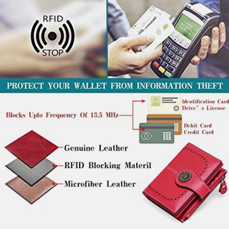 <Shipped within 24 hours> Genuine Leather RFID Blocking Trifold Wallet