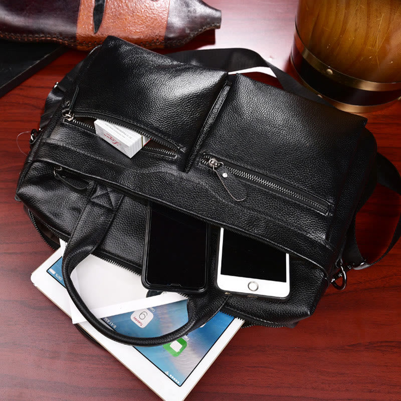 <Shipped within 24 hours> Men Genuine Leather Laptop Bag Briefcase