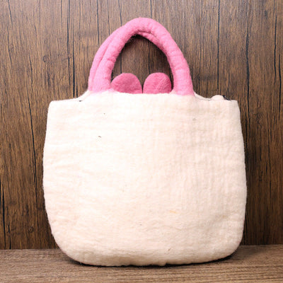 Handmade Bag Wool Blend Felt Handbag Large Bunny Face Tote